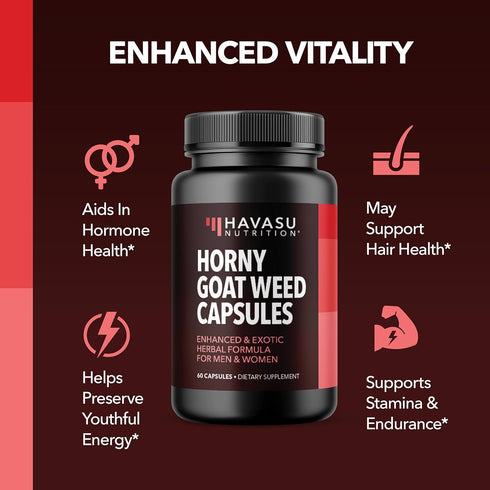 Horny Goat Weed for Men and Women - Extra Strength Performance Support with Maca Root & Tongkat Ali, 1 Month Supply