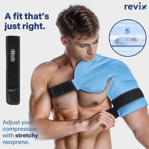 REVIX XL Shoulder Ice Pack for Rotator Cuff, Reusable Gel Cold Wrap for Shoulder Injuries & Surgery