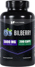 Bilberry Extract Capsules, 5000mg, 200 Count, Ultra Strength Supplement, Supports Eye Health, Gluten-Free & Non-GMO