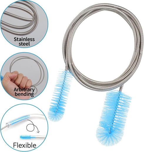CUMFYHOUS 12 Pack Tube Pipe Cleaners Brush Kit, Bottle Cleaning Brush, Long Straw Brush, 17-inch Long Handle