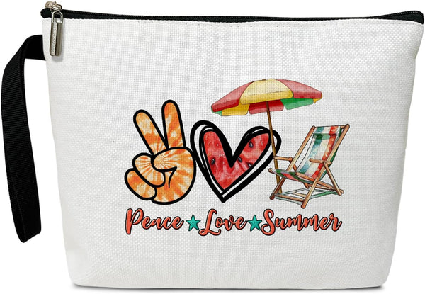 Peace Love Cosmetic Bag for Women, Accessories Organizer, Travel Essentials Purse Toiletry Pouch with Zipper