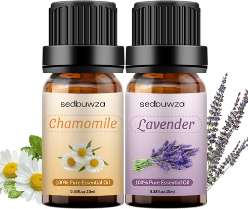 Sedbuwza Lavender Chamomile Essential Oil Set, Lavender and Chamomile Scent Oils for Diffuser, Aromatherapy, Candle