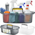 Large Cleaning Caddy with Handle, Sturdy Bucket Organizer for Cleaning Supplies, Clear Grey
