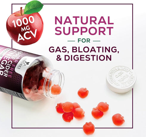 Nature's Nutrition Apple Vinegar Gummy for Weight Loss 1000mg - Vegan ACV Gummies for Detox & Cleanse, 60 Gummies