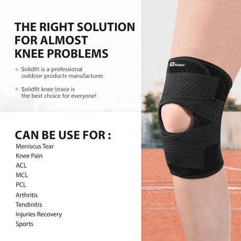 Knee Brace with Side Stabilizers for Meniscus Tear, Adjustable Knee Wrap for Pain Relief, Breathable Compression Knee