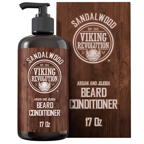 Viking Revolution Beard Conditioner with Argan & Jojoba Oils, Sandalwood Scent, 17oz