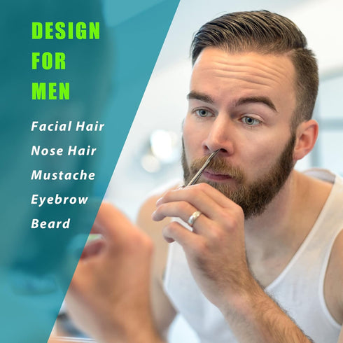 Small Grooming Scissors for Facial Hair - Eyebrow, Nose Hair, Mustache, Beard Trimming Kit - 2PCS Black with Cover