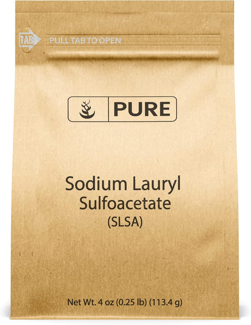 Pure Original Ingredients Sodium Lauryl Sulfoacetate (SLSA) - 4 oz Long Lasting Foam & Bubbles, Gentle on Skin