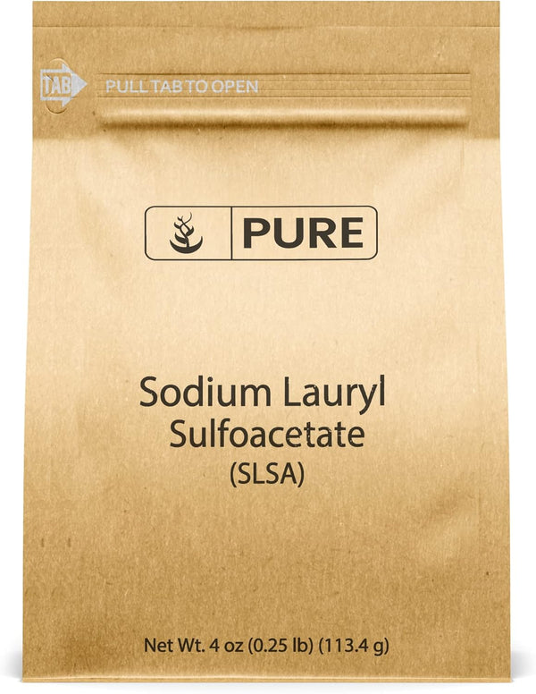 Pure Original Ingredients Sodium Lauryl Sulfoacetate (SLSA) - 4 oz Long Lasting Foam & Bubbles, Gentle on Skin