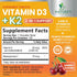 Vitamin D3 K2 2000 IU Plus with K2 (MK-7) 75 mcg, Vitamins D & K Complex Supplement for Bone and Heart Health