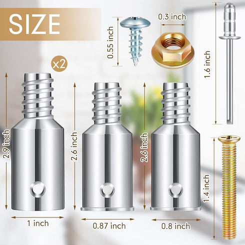 6 Pcs Threaded Tip Replacement Threaded Tip Repair Kit Pole Handle Replacement Extension Pole Adapter Tips for Metal Broom(0.8 Inch, 0.87 Inch, 1 Inch) by Zhengmy