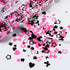 Holographic Nail Art Glitter Sequins, 3D Pink Black Flakes Designs, Love Heart Butterfly Star Floral Supplies for Women