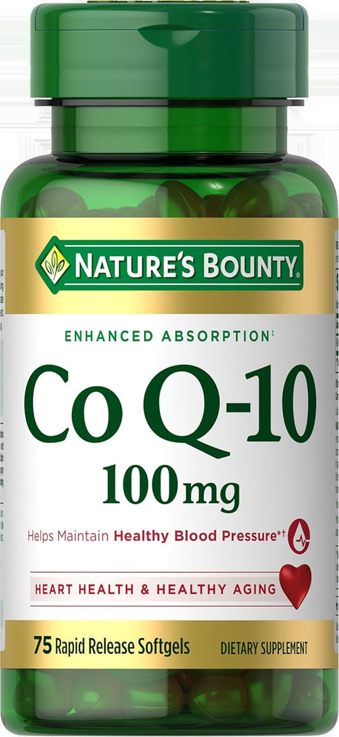 Nature's Bounty CoQ10, 100 mg - 75 Count Rapid Release Softgels, Healthy Blood Pressure