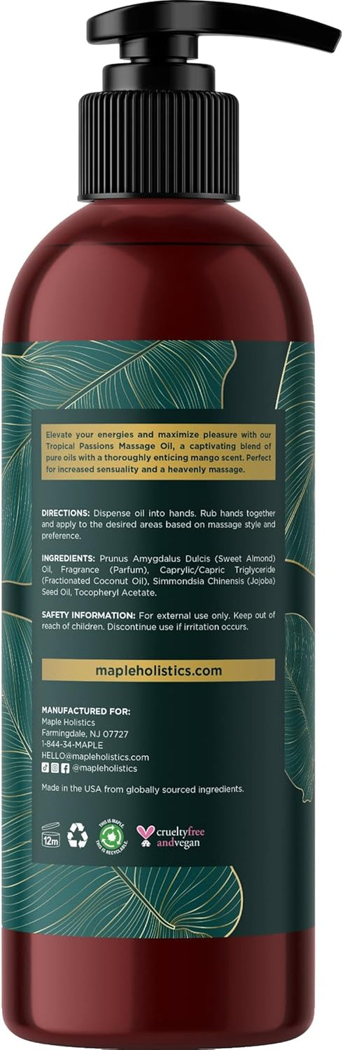 Tropical Sensual Massage Oil for Couples - Complete Relaxation Full Body Massage Oil for Date Night with Smooth Gliding