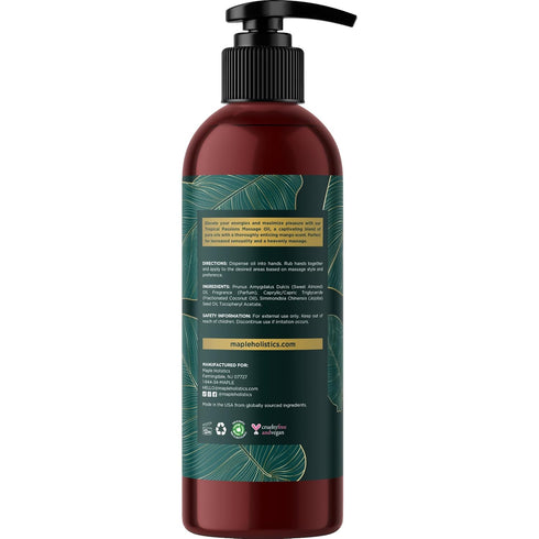 Set (8 Oz Luxurious Vanilla & Tropical Passions Massage Oil - Aromatherapy Full Body Massage Oil for Couples Bundle