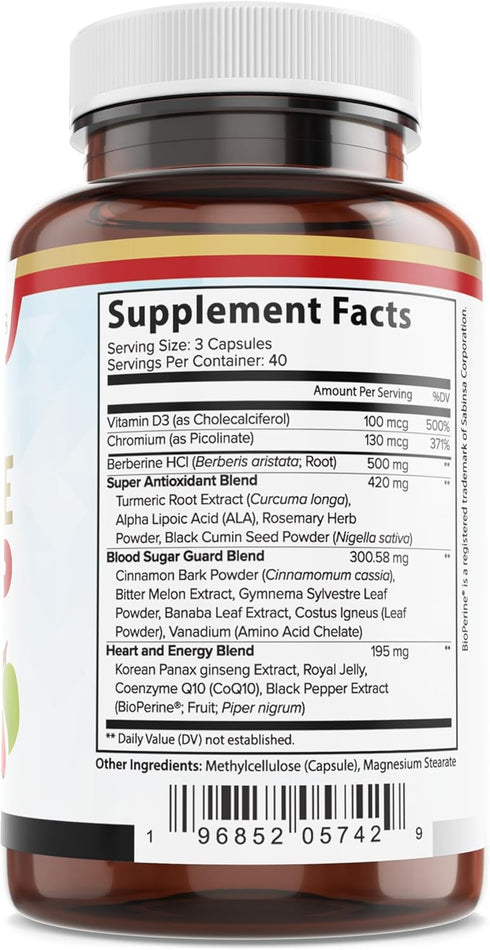 Extreme Berberine Plus with ALA, CoQ10, Turmeric, Cinnamon & 21 Herbs for Healthy Blood Sugar & Immunity