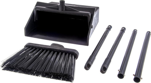 Set 36" 2-Piece Commercial Carlisle FoodService Products Duo-Pan Lobby Broom and Dustpan Upright Broom with Handle