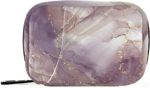 Ollabaky Purple Rose Marble Pill Case, Weekly Portable Pill Bag Container 7 Days