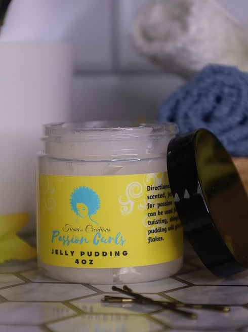 TIANA'S CREATIONS Passion Curls Jelly Pudding - Natural Styling Gel with Aloe Vera, Honey & Marshmallow Root, 4 OZ