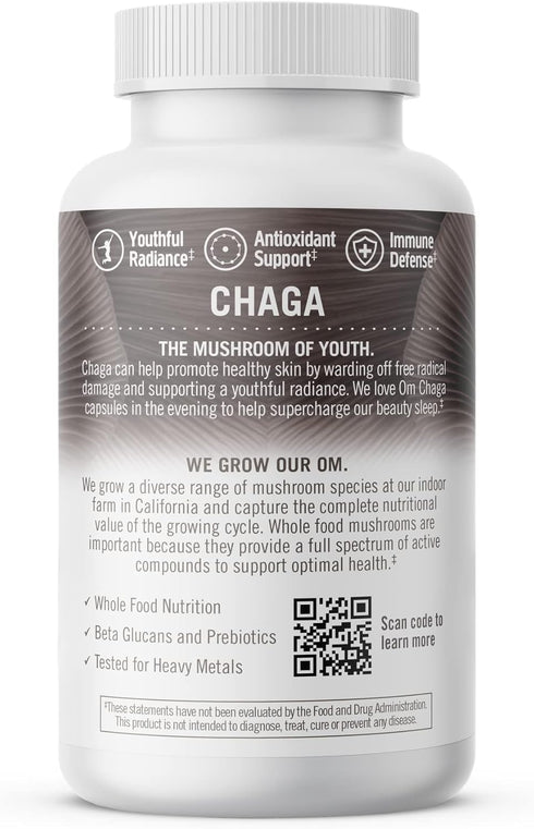 OM MUSHROOM SUPERFOOD Chaga Mushroom Capsules Supplement - Antioxidants & Immune Support, 90 Count