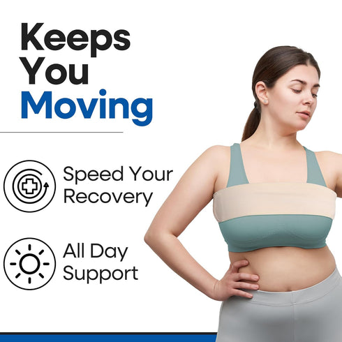 Post Op Breast Augmentation Band | Compression Wrap Chest Brace for Women | No Bounce Stabilizer Strap for Running