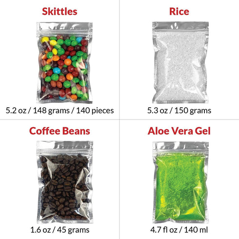 Mylar Bags with Ziplock 4" x 6" - 100 Sealable Heat Seal Bags for Candy, Food Packaging, Medications