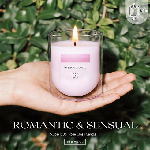 Romantic Pink Rose Scented Candles - Non-Toxic Soy Wax Gifts