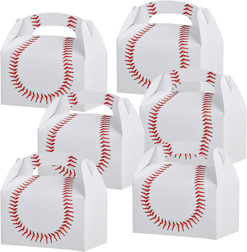 ArtCreativity Baseball Party Favors, Pack of 12 Cardboard Gift Box with Handles for Candy, Cookies, & Toys