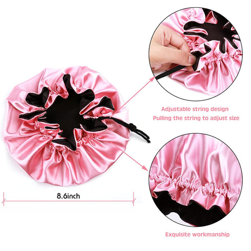 Kids Satin Bonnet Sleeping Cap, Adjustable Reversible Night Caps for 0-3 Years Old, Watermelon Red/Black