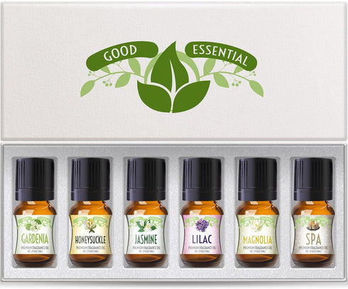 Good Essential Oil Set – 6-Pack Floral Aromatherapy – Gardenia, Honeysuckle, Jasmine, Lilac, Magnolia, Spa for Home Care