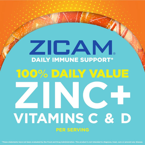 Immune Gummy 70 Count Zicam Daily Support, Supplement, Zinc, Vitamin C and Vitamin D, Citrus Strawberry Flavor
