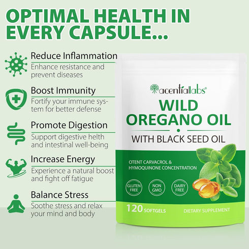 ZIXAOK 6000mg 2-in-1 Immune 120 Oregano Oil Softgels with Black Seed Oil - Support Supplement, High Potency Carvacrol