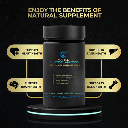 Marine Phytoplankton Capsules, 90 Vegan Capsules - Natural Energy, Immune, Cognitive Support