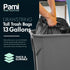 PAMI 13-Gallon Tall Kitchen Drawstring Trash Bags, 80-Pack, Black, Extra-Strong Plastic Liners for Kitchen & Outdoor