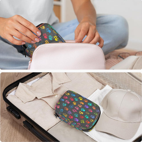 Skerhhux 7 Colorful Paw Art Pill Case Travel Pill Organizer Weekly Day Portable with Zipper Medicine Box Pill Case