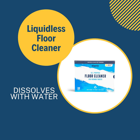 Sheets Laundry Club Liquidless Dissolvable Floor Cleaning Sheets - 30 Sheets, Lemon, Plant-Based Cleaning Agents
