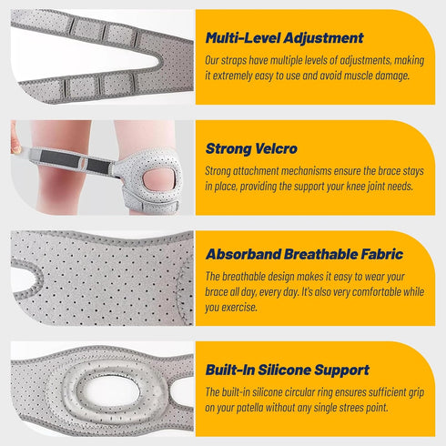 Knee Brace for Women & Men - Adjustable Support with Side Stabilizers & Patella Gel Pad - Relief for Meniscus Tear