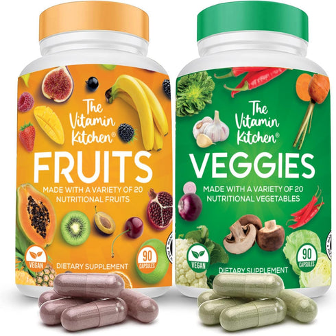 Fruits and Veggie Supplements - 90 Fruits, 90 Veggies Capsules to Boost Energy Level, Whole Food from Super Foods -
