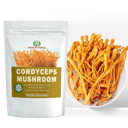 HOLFLYING 4.0 oz, Immunity, Dried Whole Cordyceps Mushroom - All-Natural Cordyceps for Health, and Vegan Recipes, No