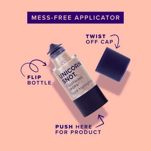Unicorn Snot Liquid Highlighter Lightning Drops, Buildable Makeup for Face and Body - Cruelty-Free (Aqua Rose/Nymph)