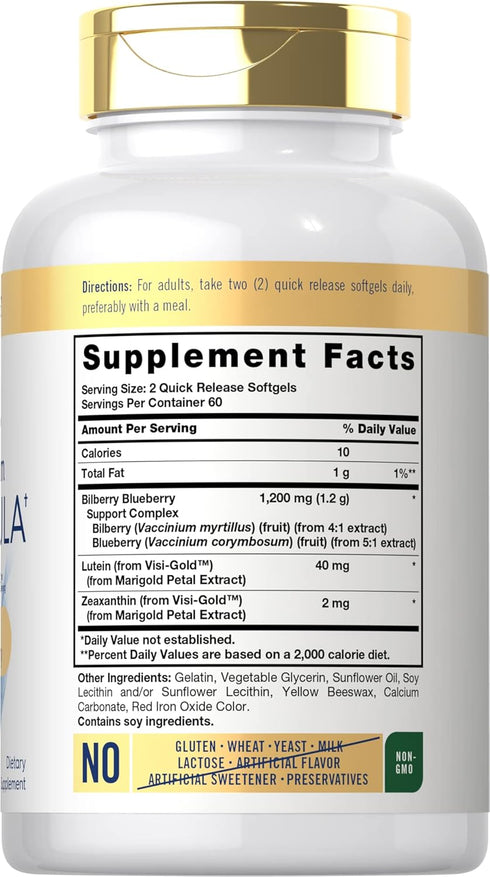 Carlyle Eye Health Supplement 120 Softgels | with Lutein 40mg, Zeaxanthin, Bilberry and Blueberry | Eye Support Vitamins | Non-