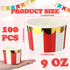 Willinglong 100 9 oz Pcs Circus Carnival Party Cups Red Stripe Paper Ice Cream Cups for Christmas Circus Carnival