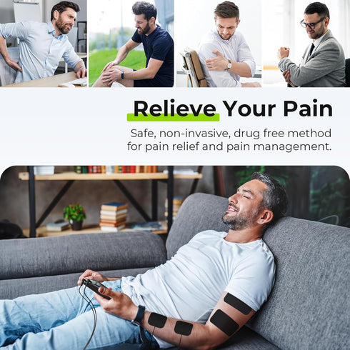 AUVON 3-in-1 TENS Unit Muscle Stimulator, Dual Channel Electronic Pulse Massager, 24 Modes for Pain Relief Therapy