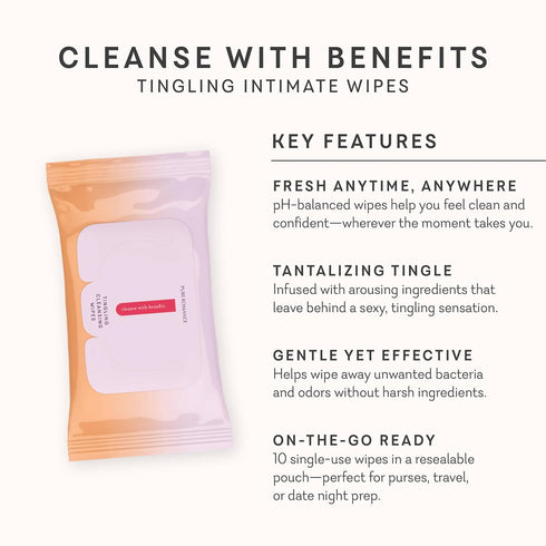 Tingling Intimate Wipes - Pure Romance Cleanse with Benefits