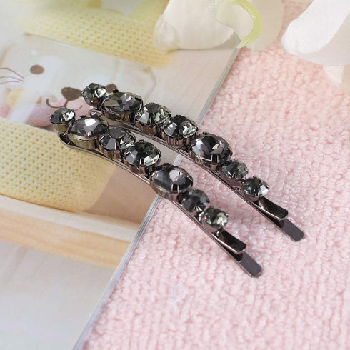 Lurrose 2pcs Crystal Bobby Pins, Clear Rhinestone Decorative Hair Pin Bridal Headpieces