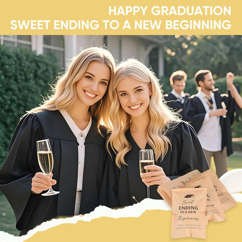 Jxfanstaw 100 2026 96 Inches PCS Graduation Candy Cookie Treat Bags Sweet Endings to New Beginnings Congrats Grad Kraft