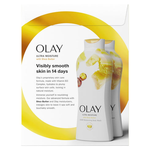 Olay Ultra Moisture Body Wash for Women, Shea Butter Scent, 22 fl oz (Pack of 2)