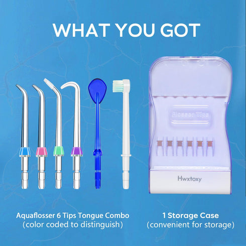 Replacement Tips for Waterpik Water Flosser, Waterpik Replacement Parts, Storage Case & AquaFlosser 6 Tips