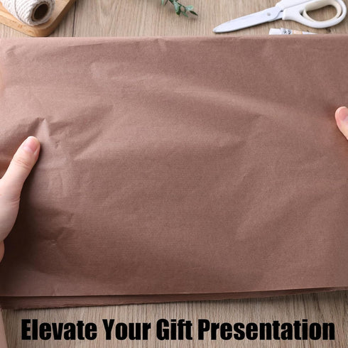 Koogel 112 Sheets Brown Tissue Paper, Bulk Gift Wrapping Paper for DIY Crafts Gift Bags, 20x14 inch