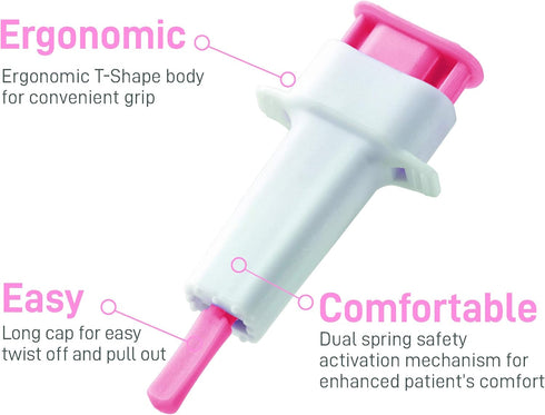 MediVena ONE-CARE PRO Safety Lancets, Top Push Button Activated, 28G x 1.5mm, 100/bx, Sterile, Gentle & Comfortable